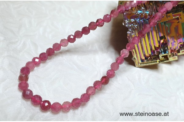 Kette Turmalin rot facet. 5mm